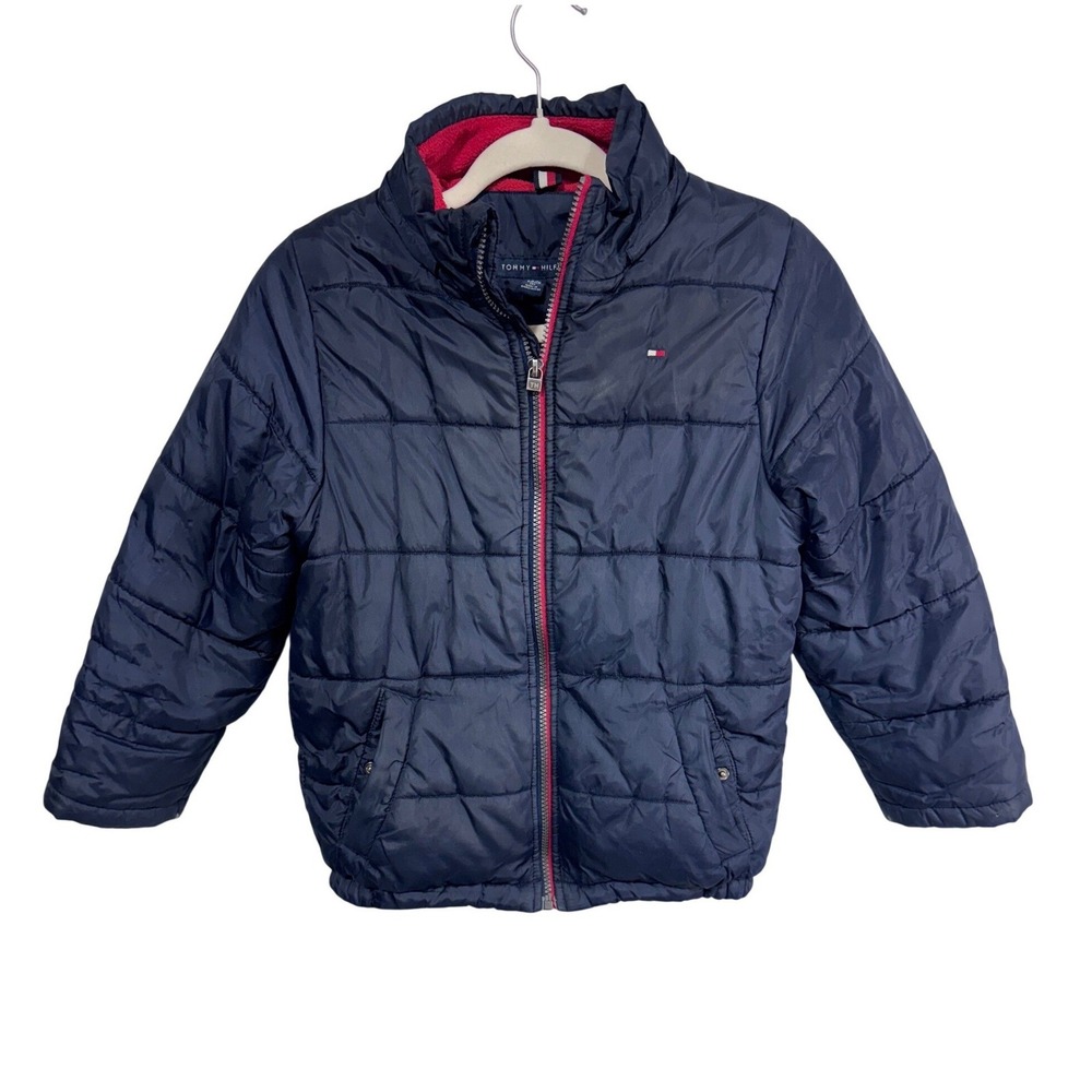 Tommy Hilfiger Size 8 Blue Puffer Jacket Kids Padded Fleece Lined